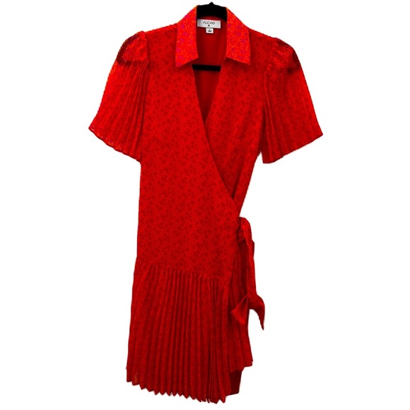 Alexis X Target Wrap Mini Pleated Dress Orange Floral Flower Flutter Sleeve - Picture 3 of 13